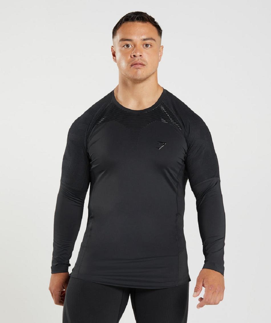 Gymshark 315 Muške Dugi Rukav Crne | HR 2616TCE